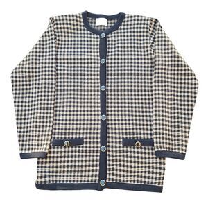 Vintage Pendleton 100% Virgin Wool Houndstooth Button-Up Sweater Women's Small